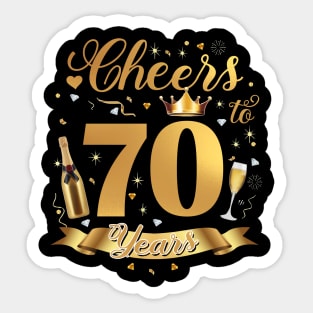 Cheers To 70 Years Old Happy 70th Birthday Queen Champagne Sticker